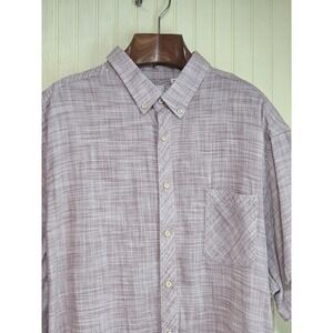 ROWM Shirt Mens 3XB Red White Textured Short Sleeve Button Front Cotton